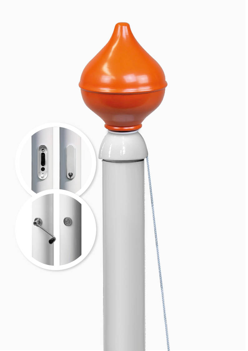 Aluminium Vlaggenmast met antidiefstal voorziening