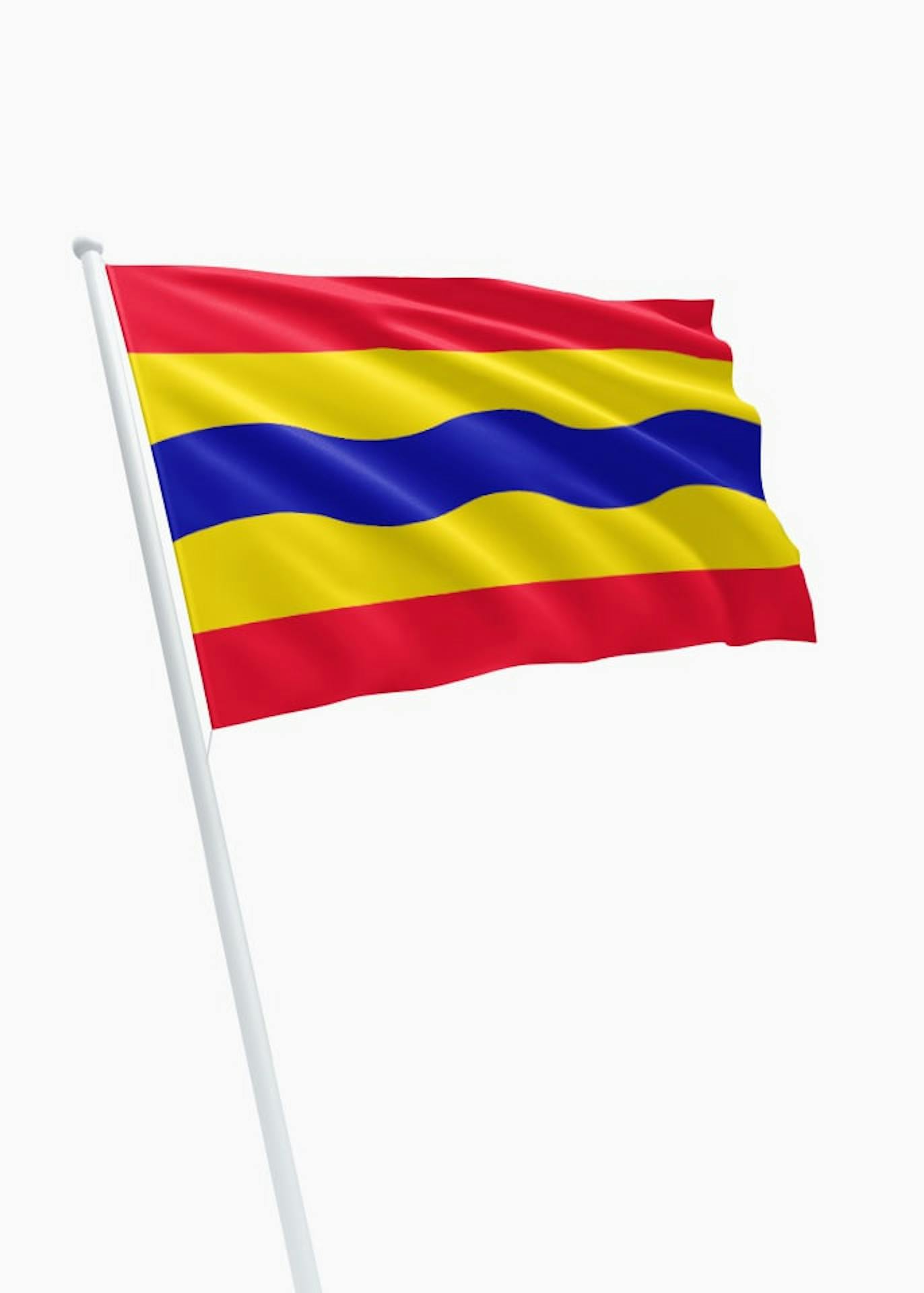 Vlag de provincie Overijssel bestellen? kleurrijke rood-geel-blauw vlag bestel je bij ons! -